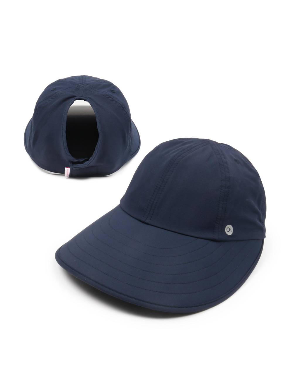 Womens Sunblocker UPF 50 Wide Brim Ponytail Sun Hat | Navy | Size OS